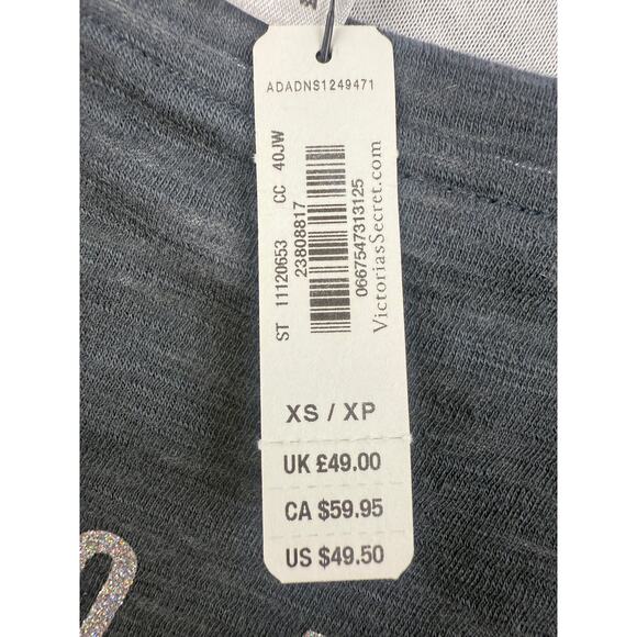 Victoria's Secret Sport Women Activewear Yoga Sweatshirt XS Black Glitter Logo - Picture 5 of 12